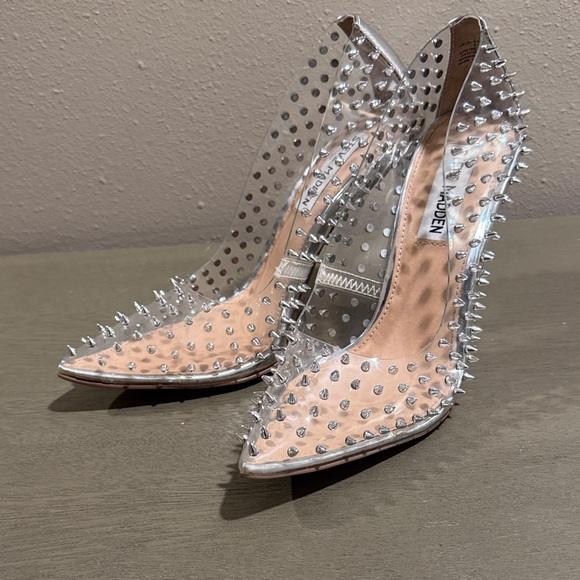 Steve Madden Shoes - Steve Madden Transparent Silver Studded Heels
